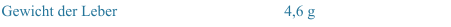 Gewicht der Leber 4,6 g